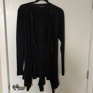 ZARA BLACK DRAPED TIE KNIT CARDIGAN